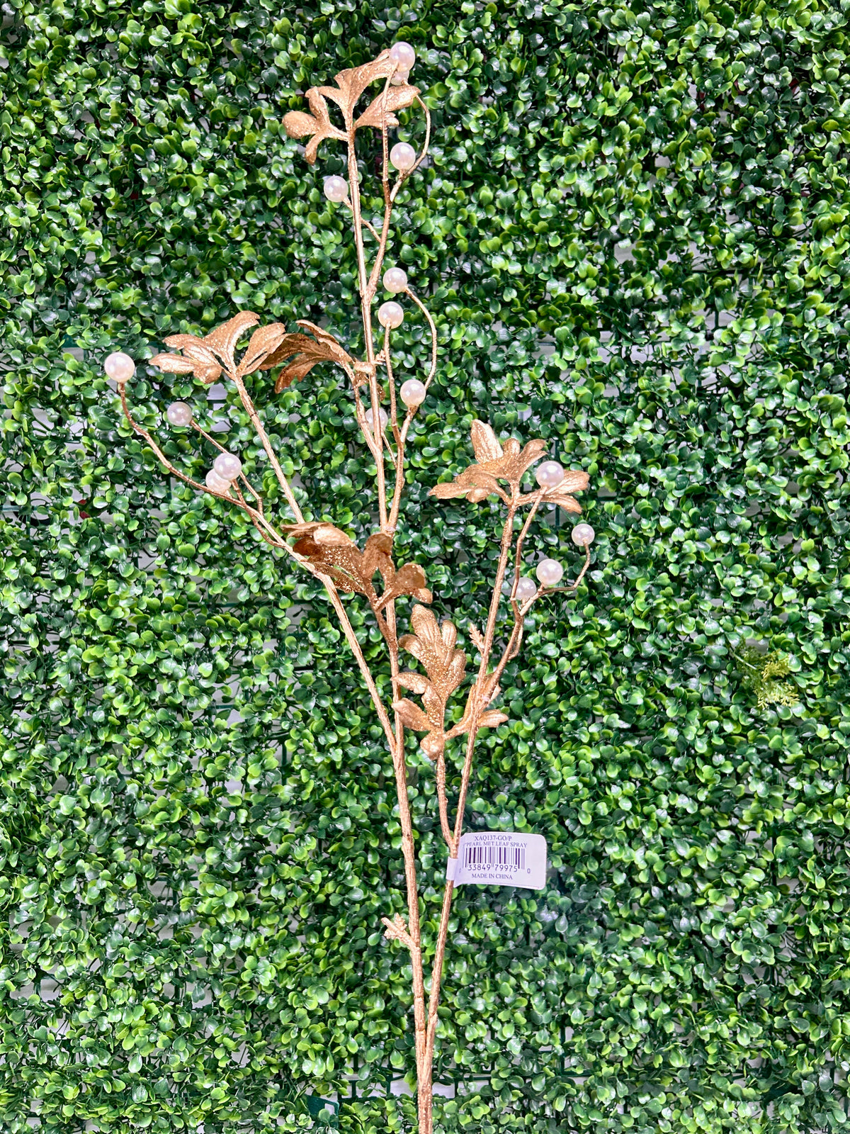 33 Inch Pearl Metallic Leaf Spray
