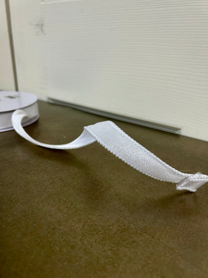7/8 Inch By 10 Yard White Deluxe Velvet With Satin Backing Ribbon