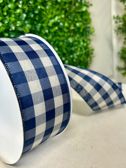 2.5 Inch By 50 Yard Navy Blue And Cream Woven Check