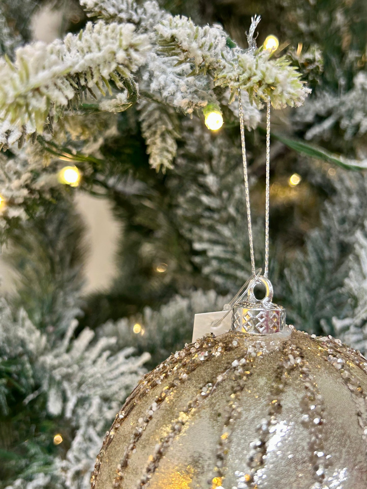 4 Inch Champagne Glitter Ball Ornament