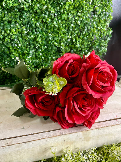 21.5 Inch Red Rose Bush