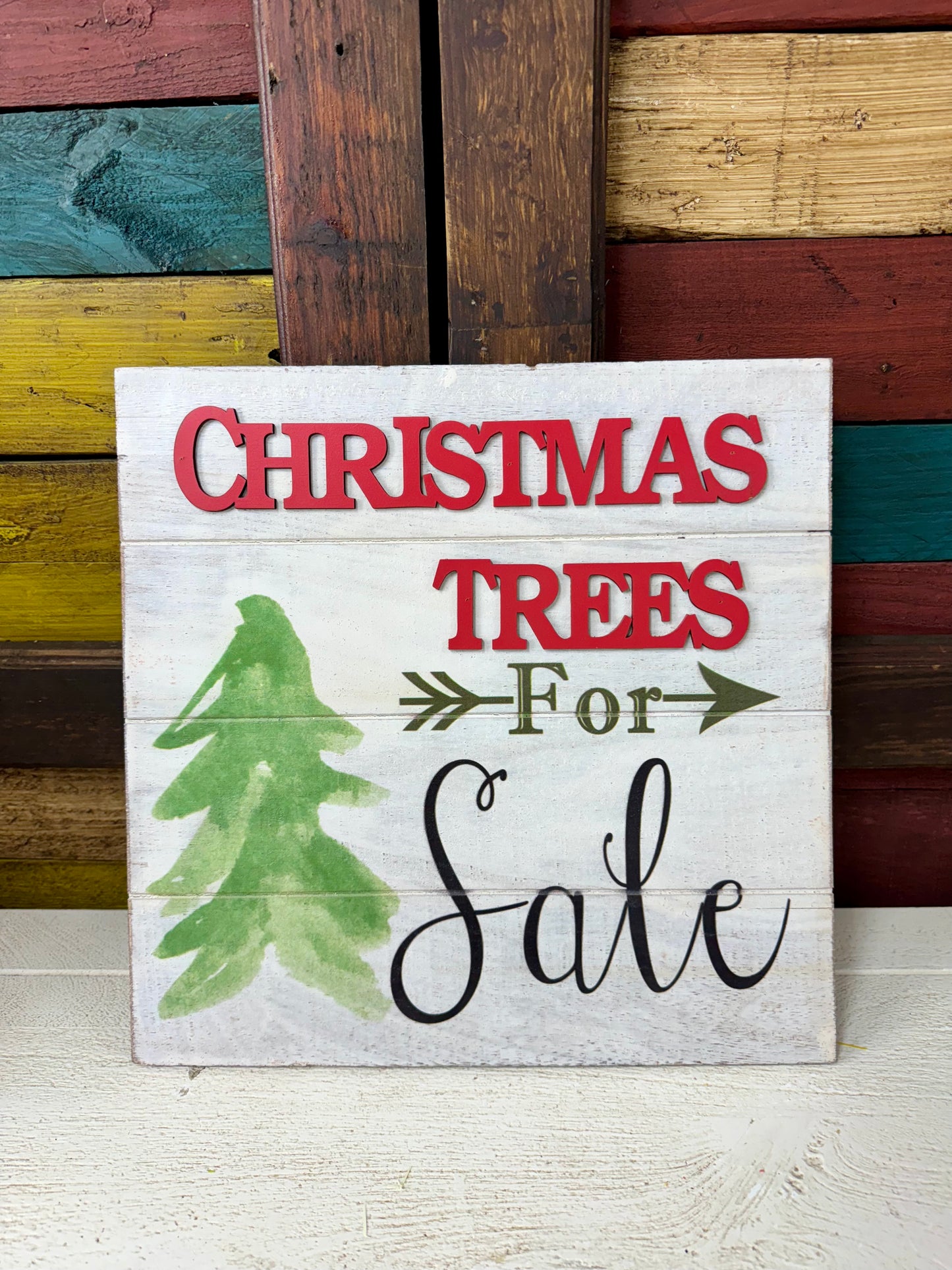 13.25 Inch Christmas Trees For Sale Wooden Christmas Wall Art Sign