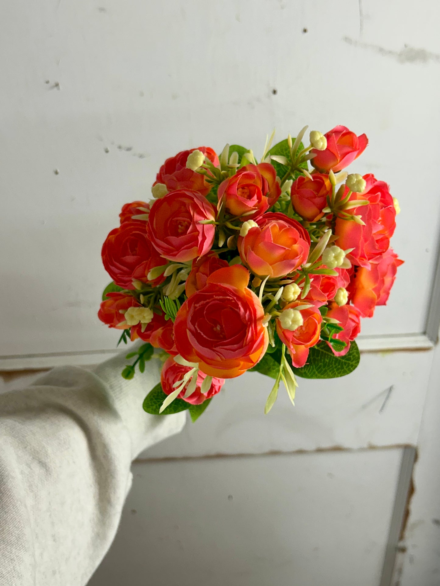 Pink And Orange Mini Ranunculus Bush