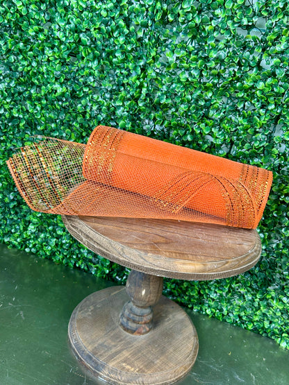 10.25 Inch By 10 Yard Orange Tinsel And Foil Wide Border Mesh