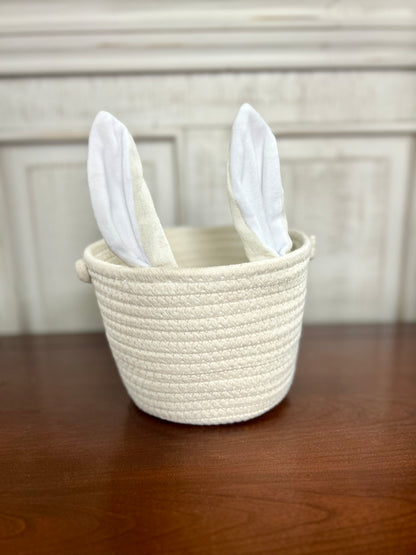 White Bunny Decorative Basket