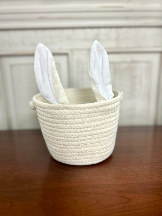 White Bunny Decorative Basket