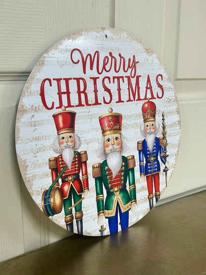 12 Inch Merry Christmas Nutcracker Metal Sign