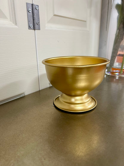 6 Inch All Gold Round Metal Urn