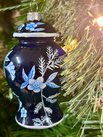 4.5 Inch Glass Floral Urn Ornament Two Styles