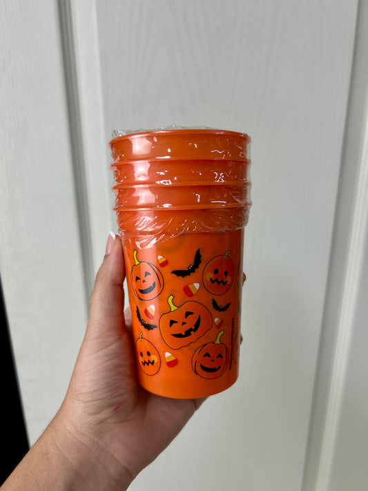 Halloween Party Cup Set Pumpkins Bats And Candy Corn