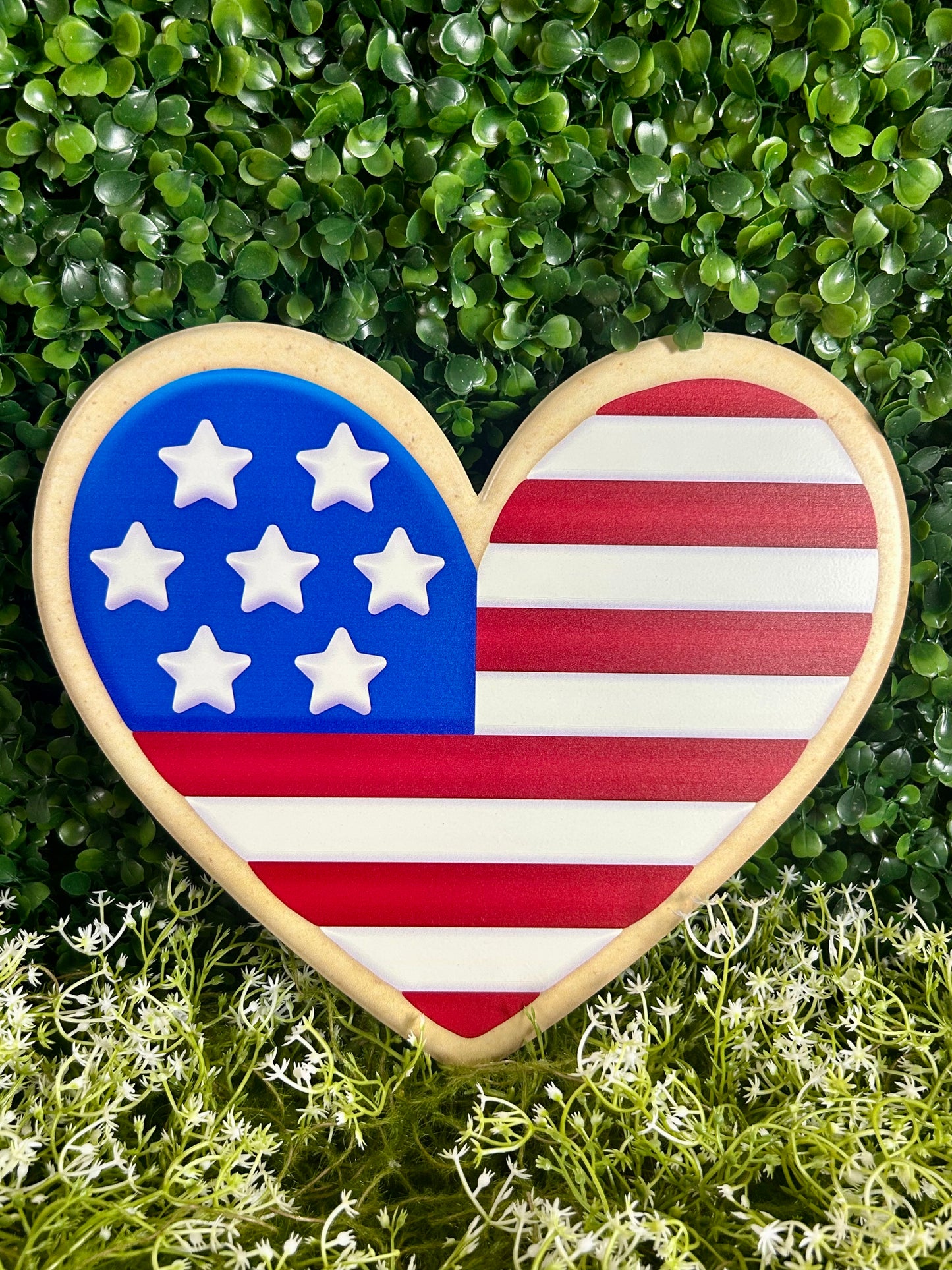 10 Inch Natural Red And Navy Patriotic Metal Sign