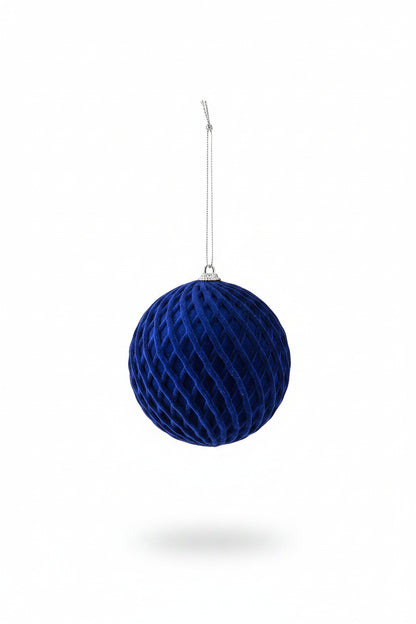 5 Inch Royal Blue Flocked Ball Ornament