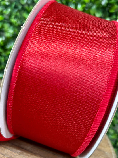 2.5 Inch By 10 Yard Red Satin Fused Ribbon