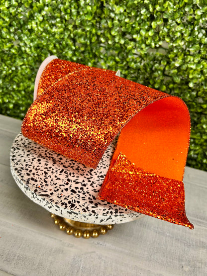 4 Inch By 10 Yard Orange Large Glitter