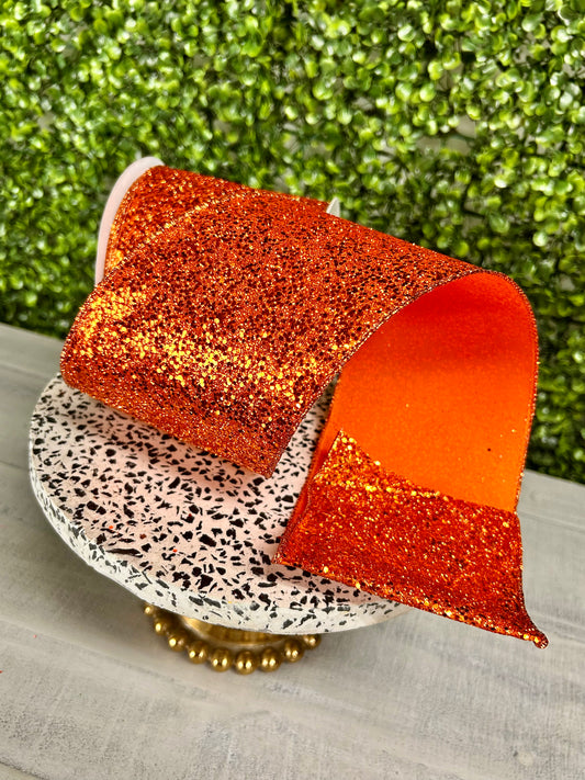 4 Inch By 10 Yard Orange Large Glitter