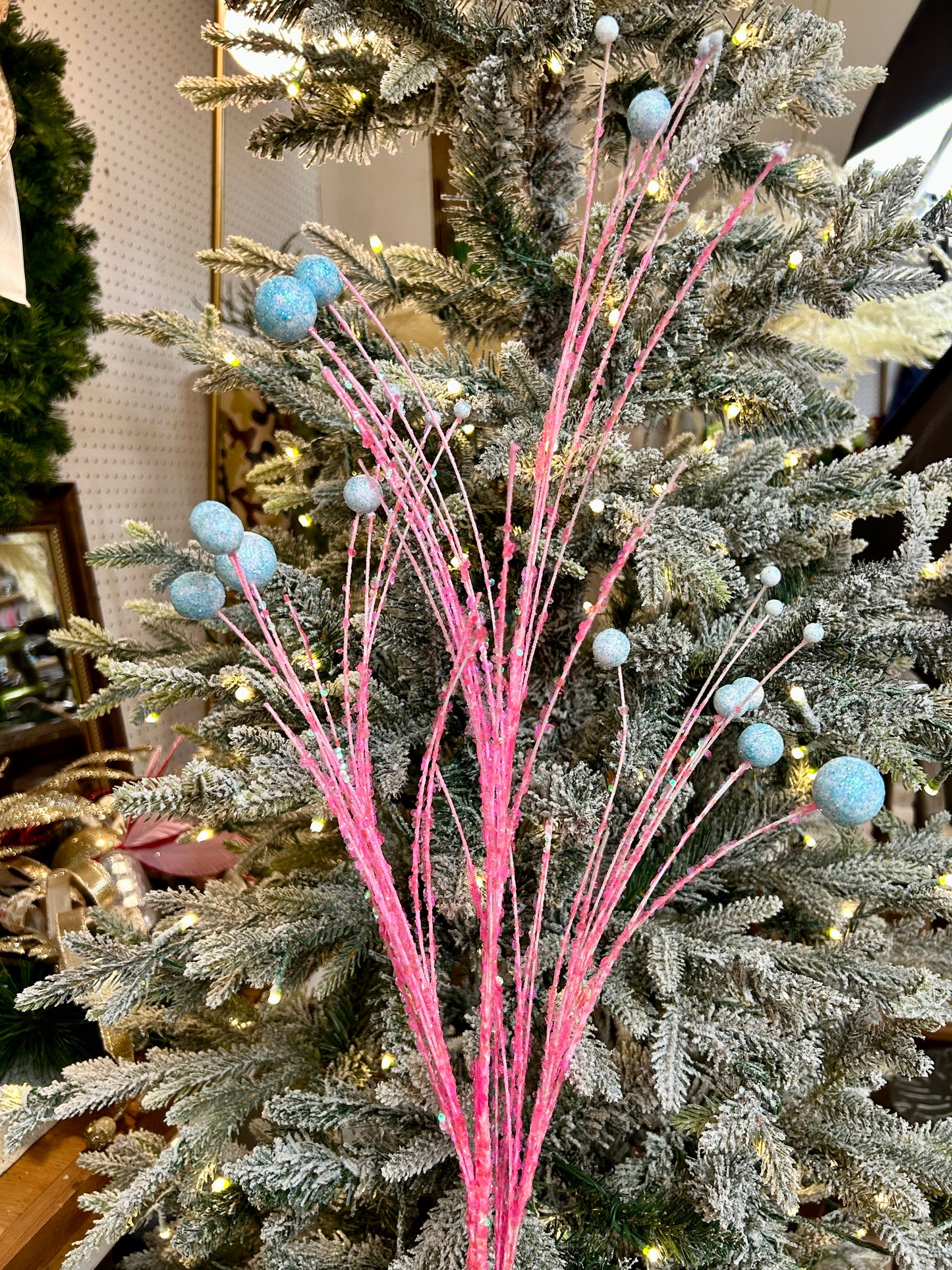 35 Inch Pink And Blue Wildly Perfect Twig Ball Spray