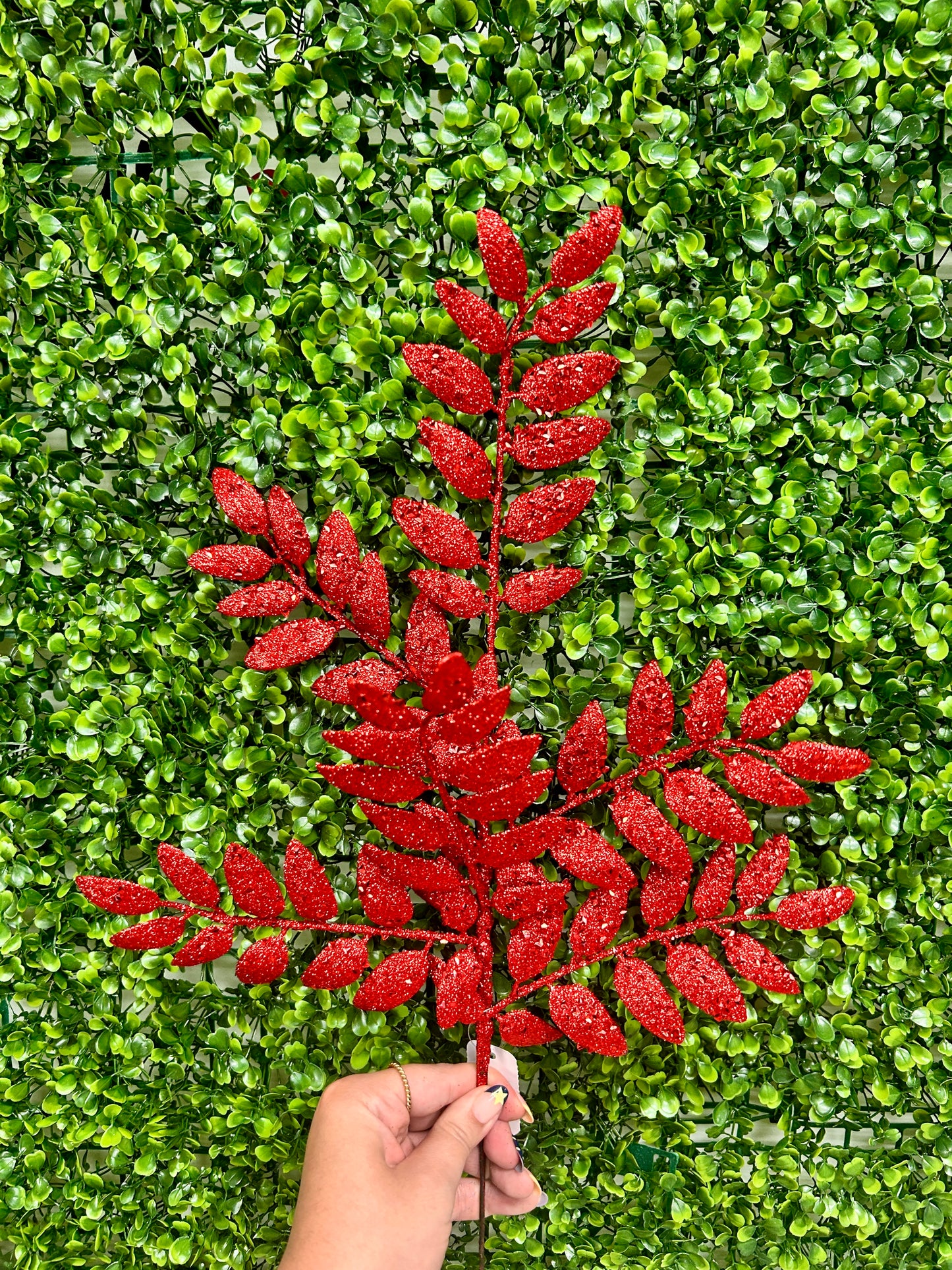 21 Inch Red Glitter Honey Locust Spray