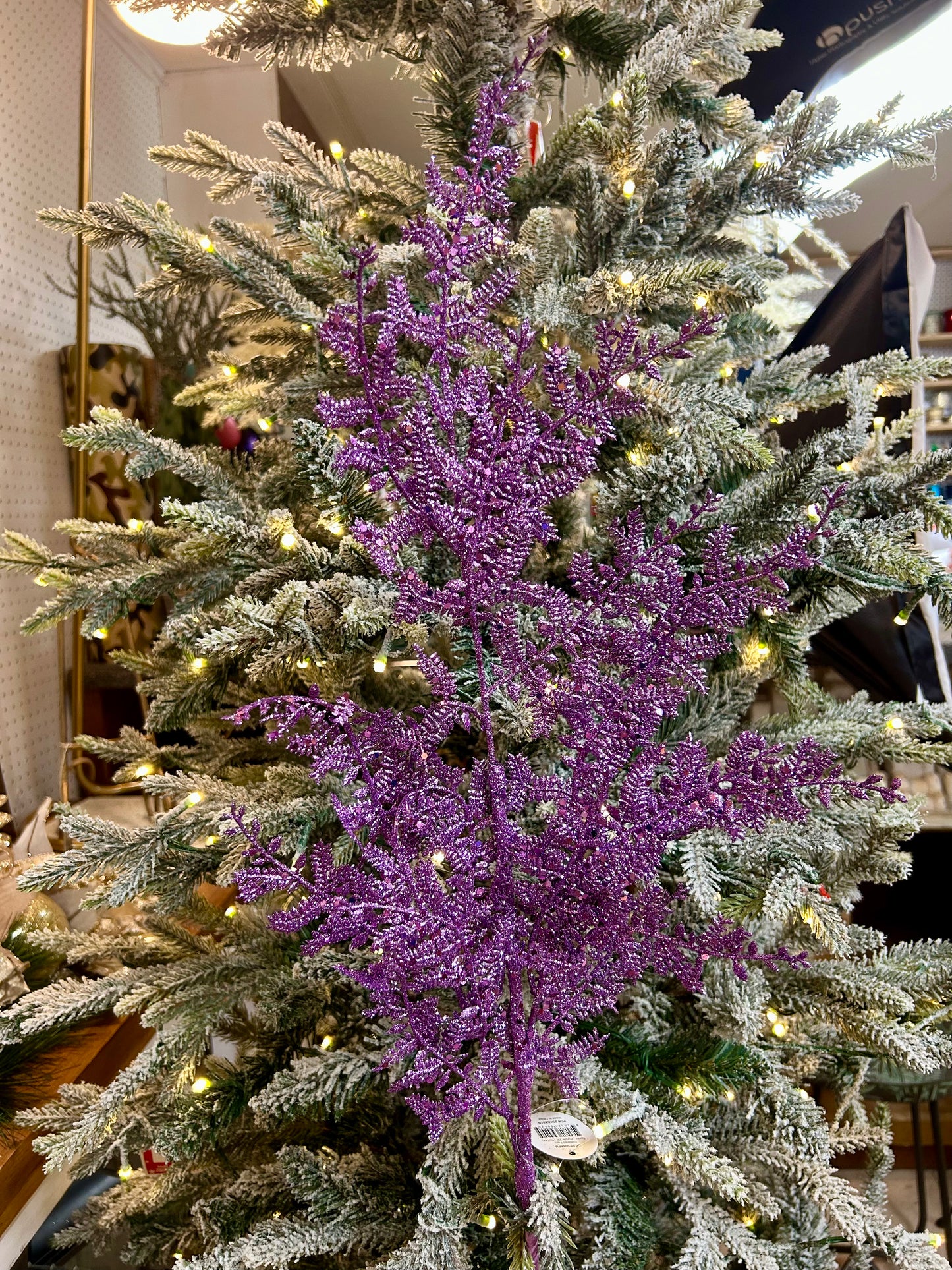 29 Inch Purple Glittered Fern Spray