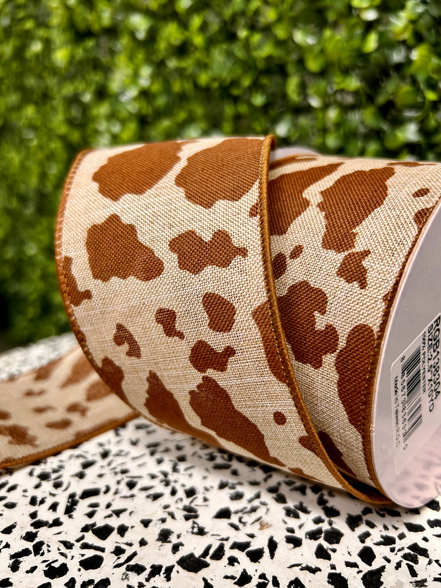 2.5 Inch By 10 Yard Natural And Brown On Royal Ribbon