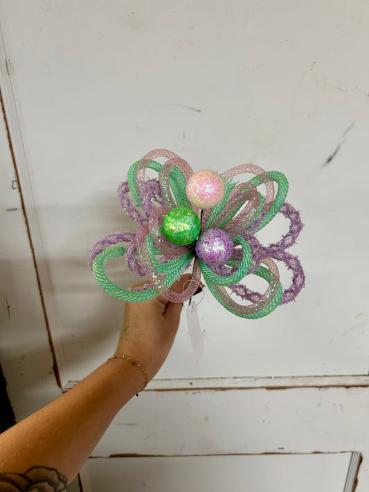 12 Inch Pink Orchid Lavender And Mint Green Iridescent Glitter Ball Tubing Pick