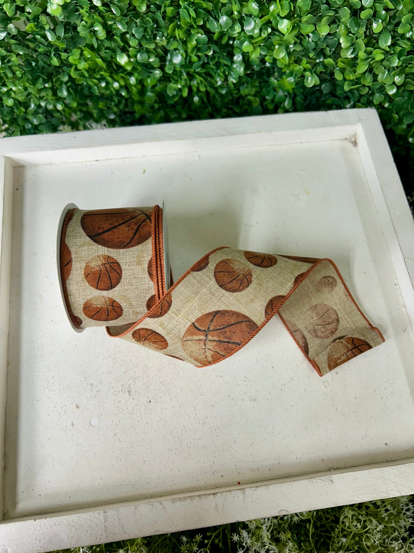 2.5 Inch By 10 Yard Vintage Basketball Ribbon