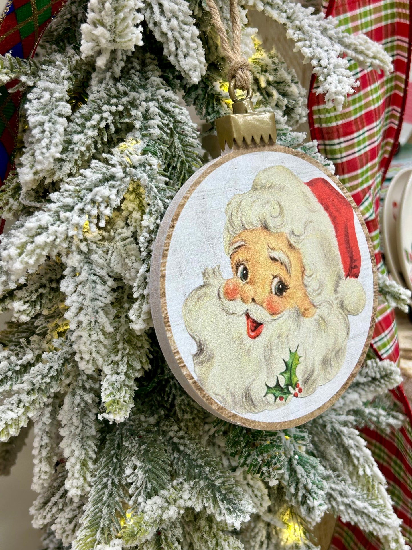 6.75 Inch Santa Face Ornament Two Styles