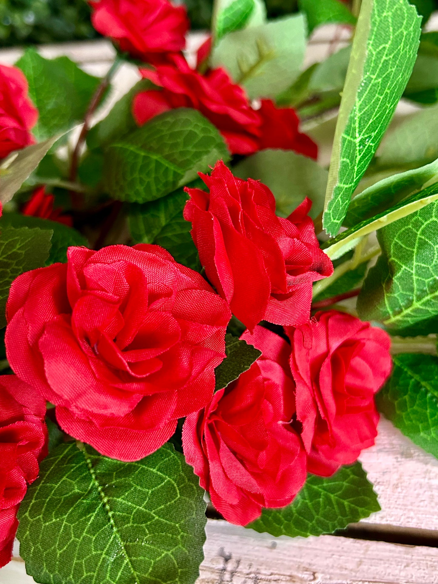 34 Inch Red Mini Hanging Rose Vine