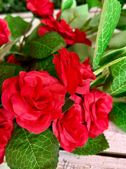 34 Inch Red Mini Hanging Rose Vine