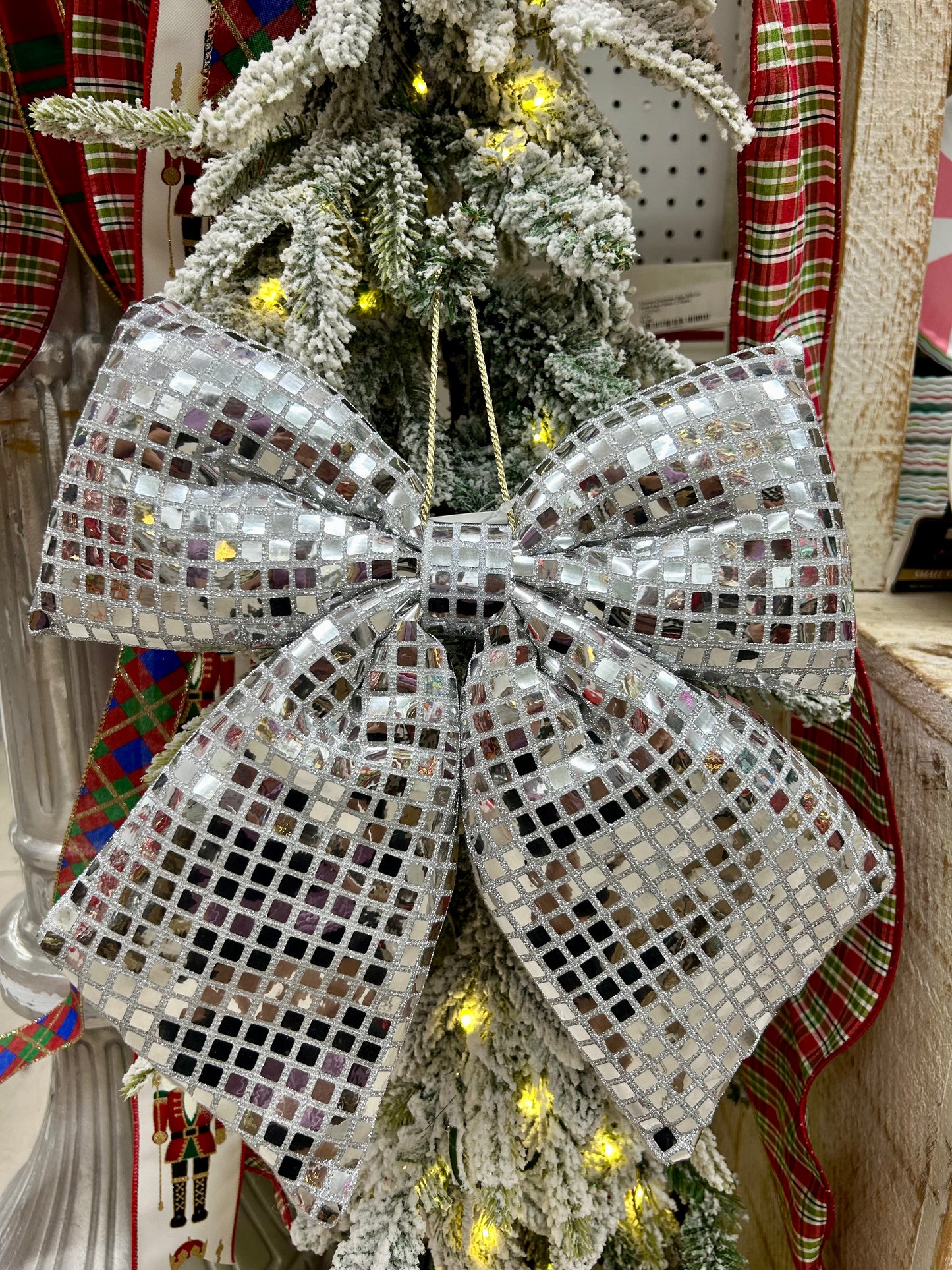 12 Inch Silver Bow Ornament