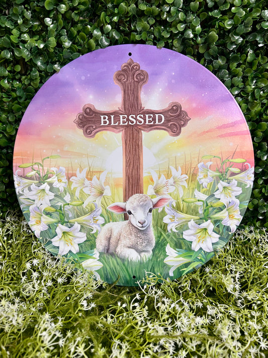 12 Inch Blessed Cross With Lamb Sign