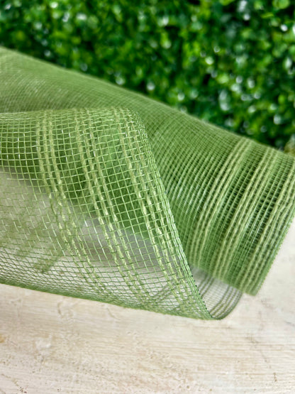 10.25 Inch By 10 Yard Moss Green Faux Jute Border Stripe Mesh
