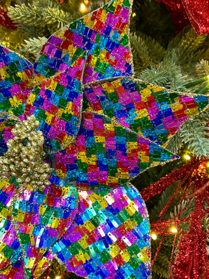 12 Inch Fiesta Sequin Fabric Poinsettia