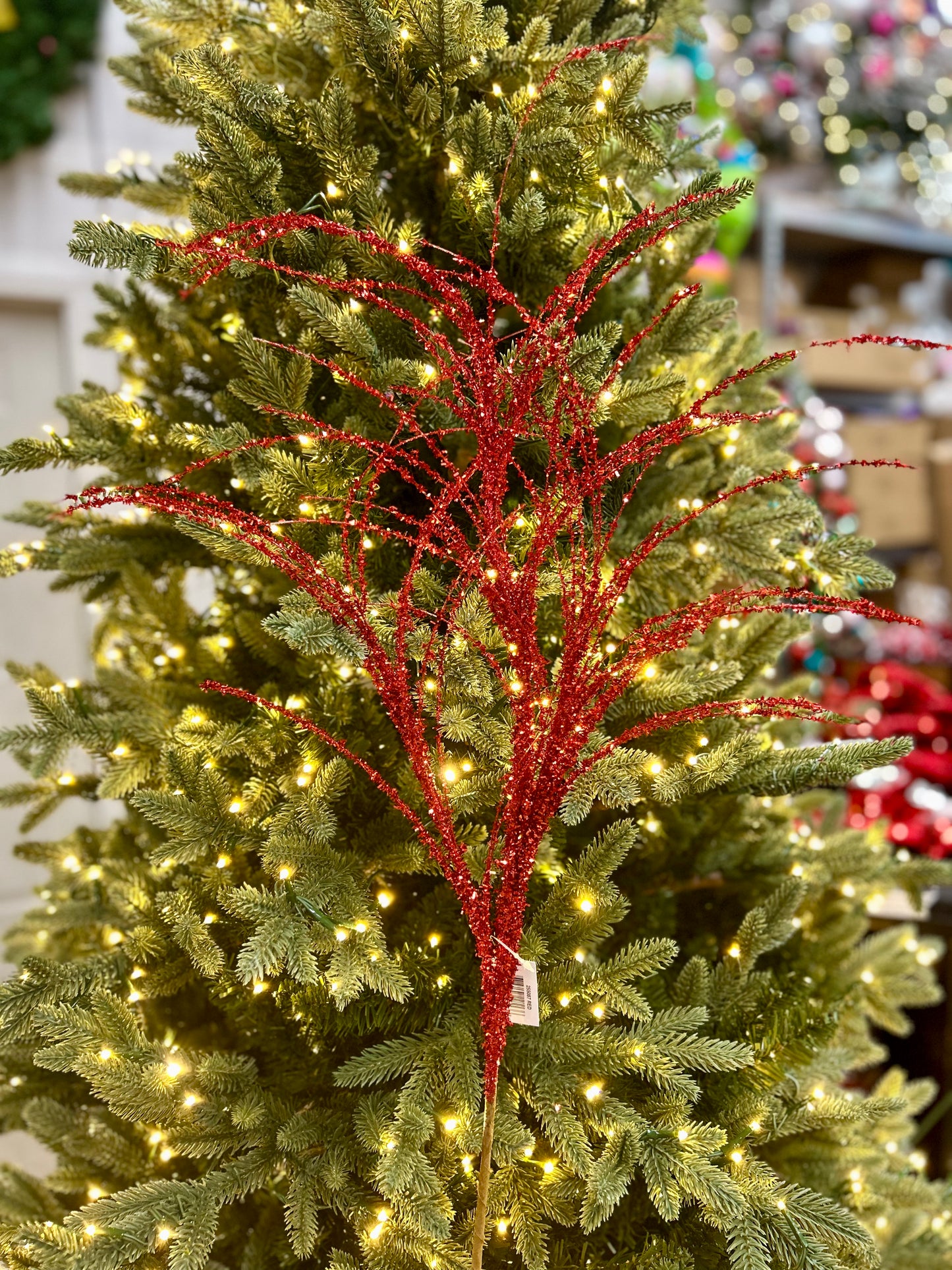 32 Inch Red Pine Glitter Spray