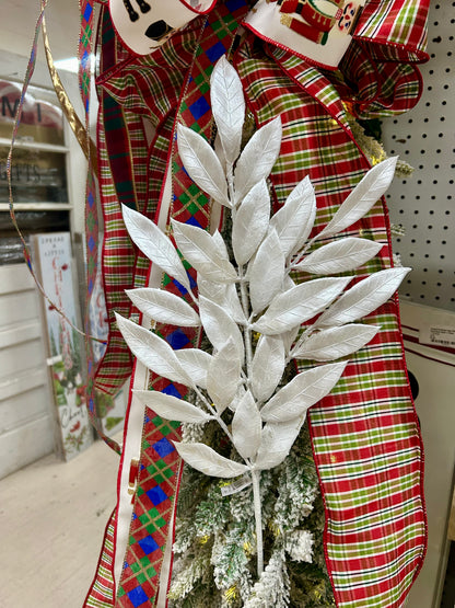 26.5 Inch White Mini Bay Leaf Spray