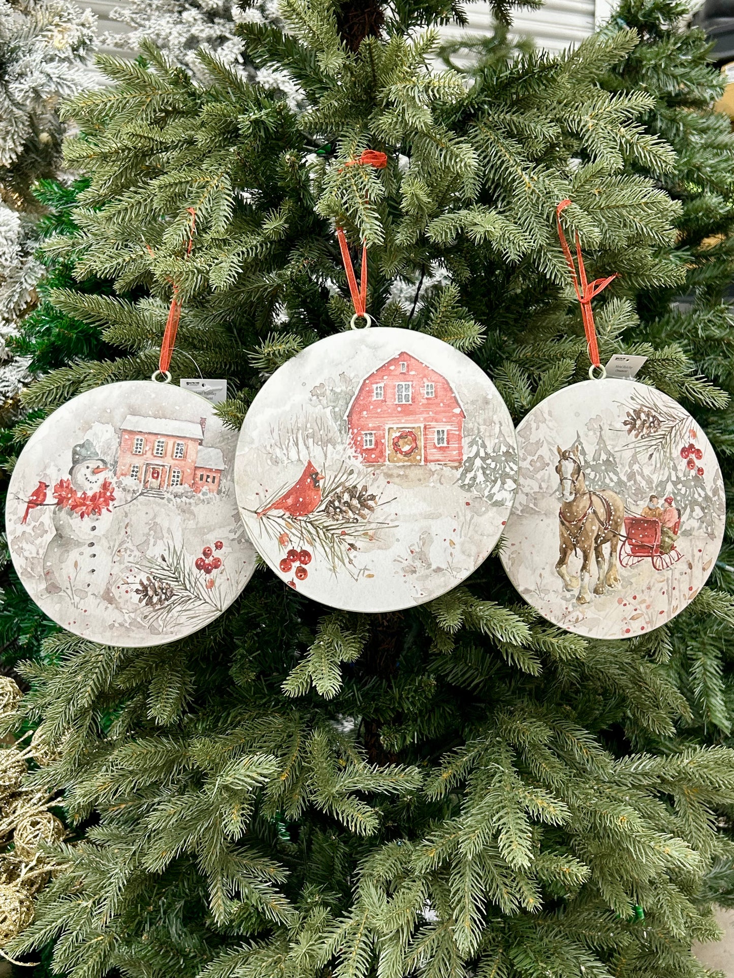 8 Inch Metal Holiday Design Ornament Three Styles