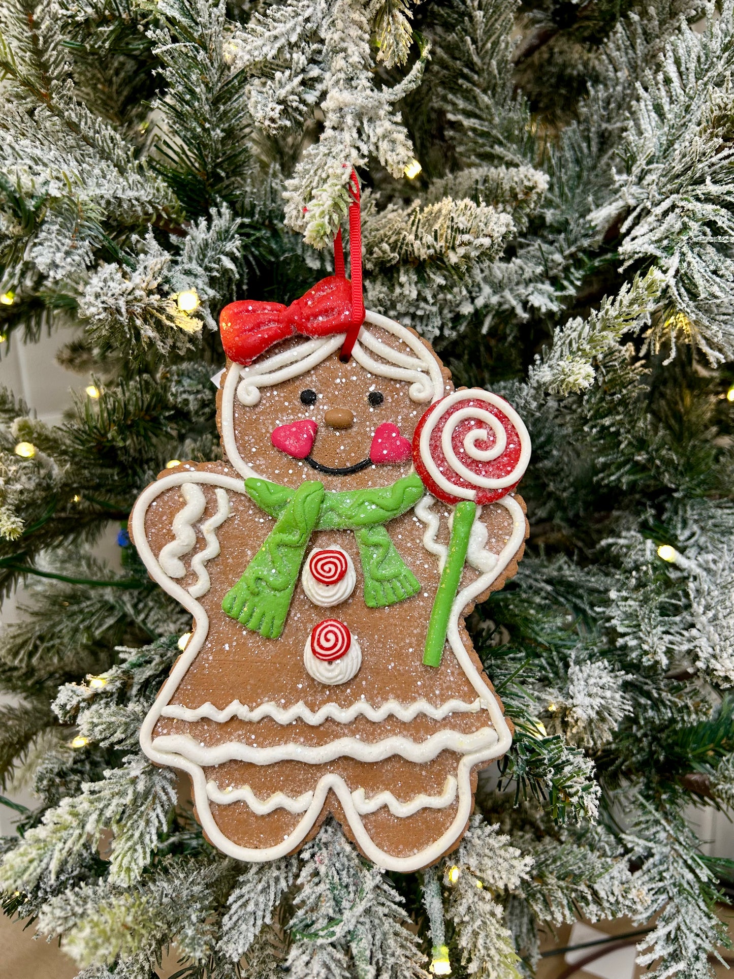 8 Inch Clay Dough Holiday Gingerbread Man Ornament Two Styles