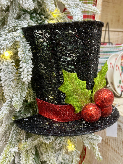 7.75 Inch Black Red And Lime Glitter Mesh Half Top Hat Decor