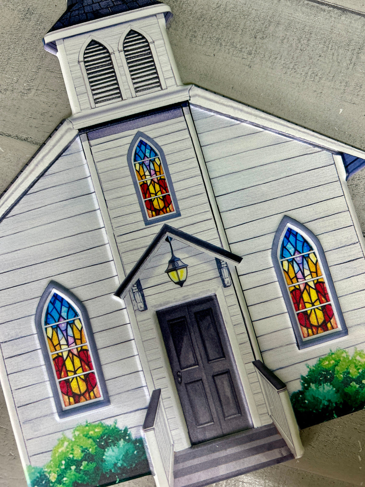 14 Inch Embossed White Church Sign