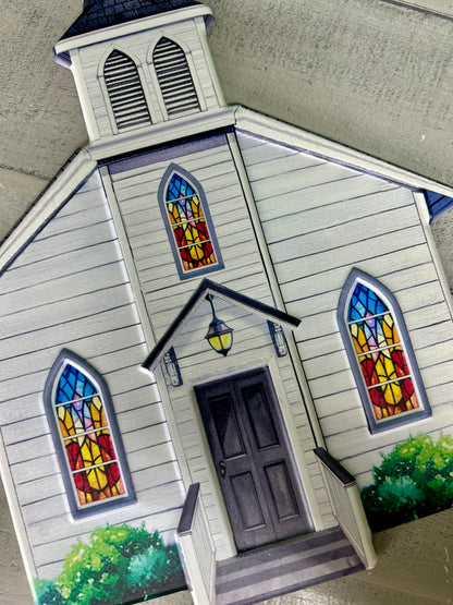14 Inch Embossed White Church Sign