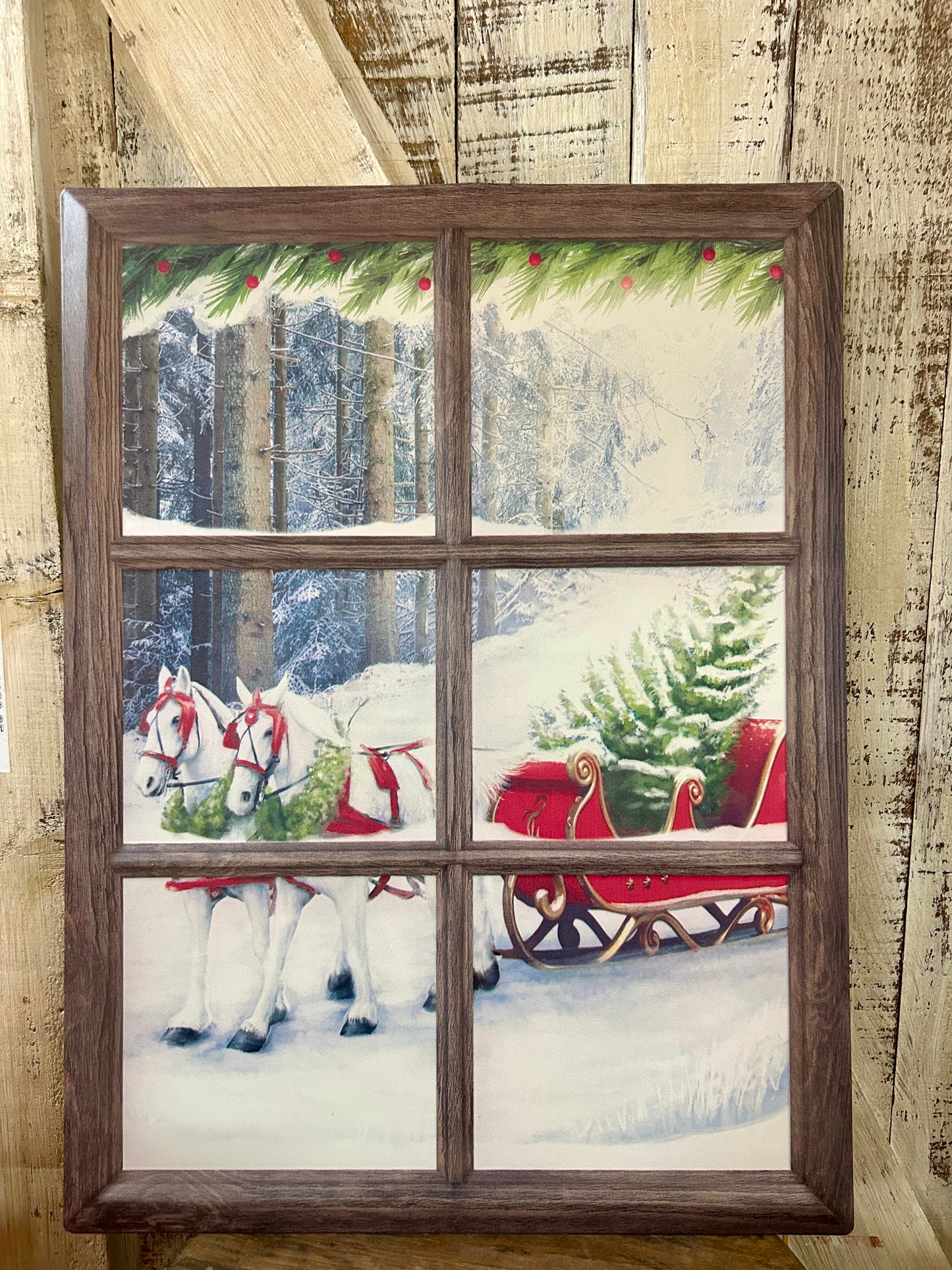 19 Inch Metal  Horses With Sleigh Window Sign