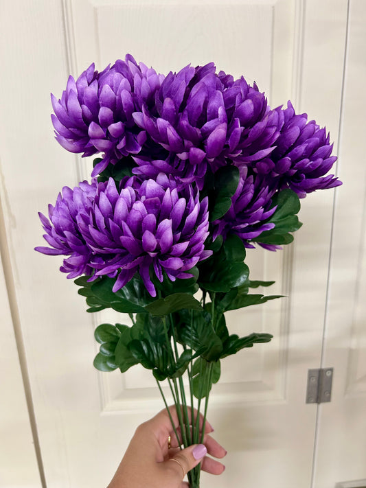 22 Inch Purple Ball Mum Bush