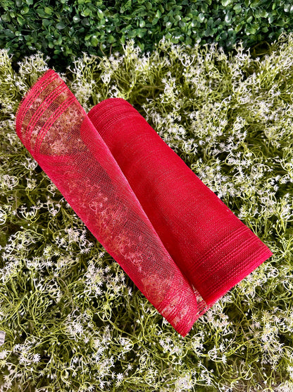 10.25 Inch By 10 Yard Red Fine Weave Border Stripe Mesh