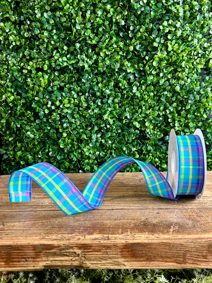 1.5 Inch By 10 Yard Blue Breezeway Plaid Ribbon