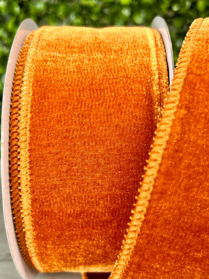 2.5 Inch By 10 Yard Burnt Sienna Deluxe Velvet With Satin Backing Ribbon