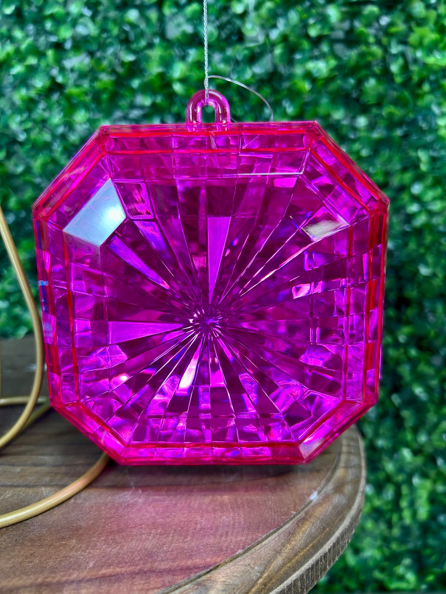 5 Inch Hot Pink Acrylic Square Diamond Ornament