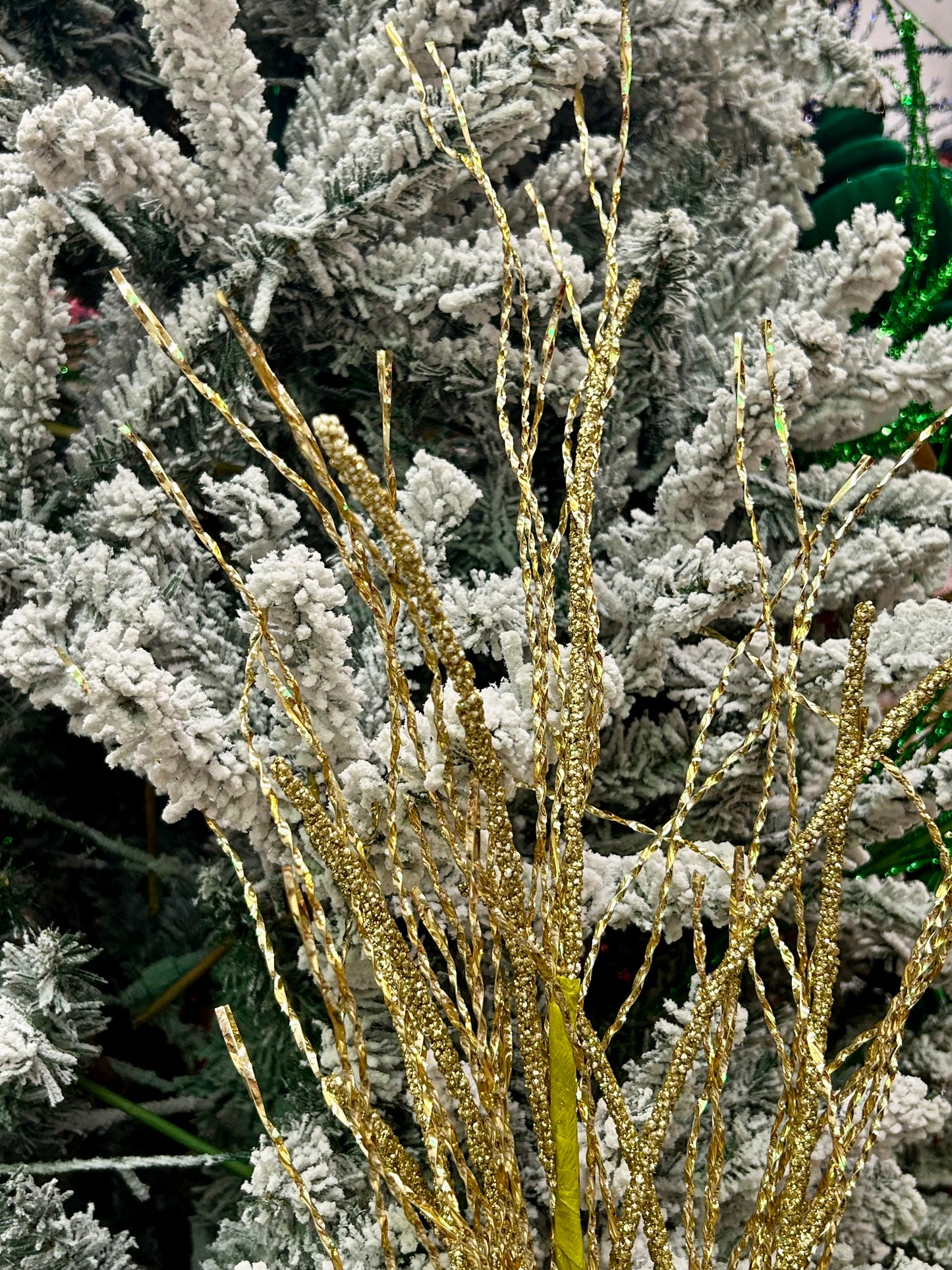 38 Inch Gold Glitter Pine Twig Spray