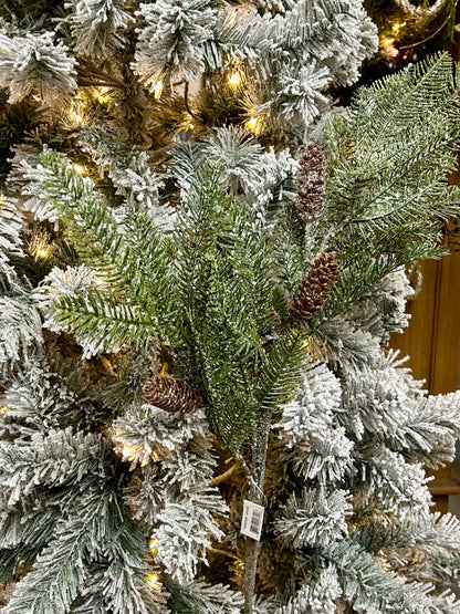 28 Inch Green Glitter Pine And Pinecone Spray
