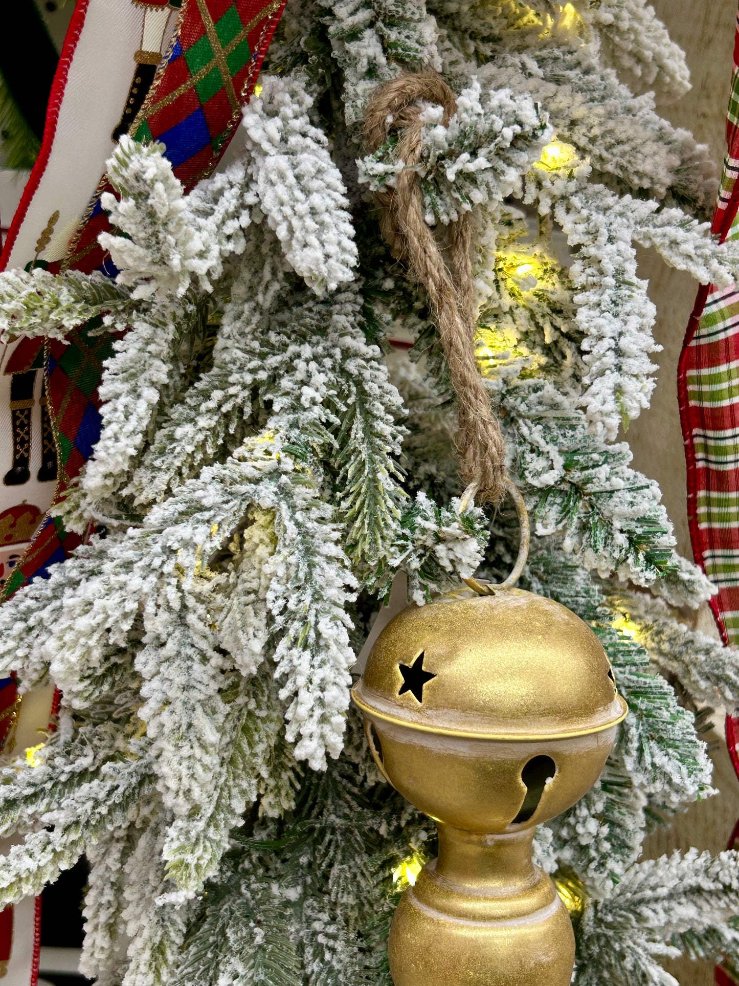 13 Inch Metal Red Green And Gold Bell Top Ornament Three Styles