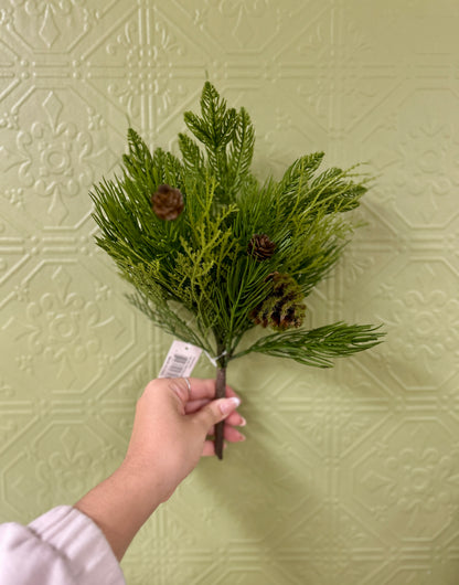 13 Inch Mix Pine With Pinecones Pick