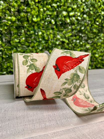 2.5 Inch By 10 Yard Cardinal With Eucalyptus Ribbon